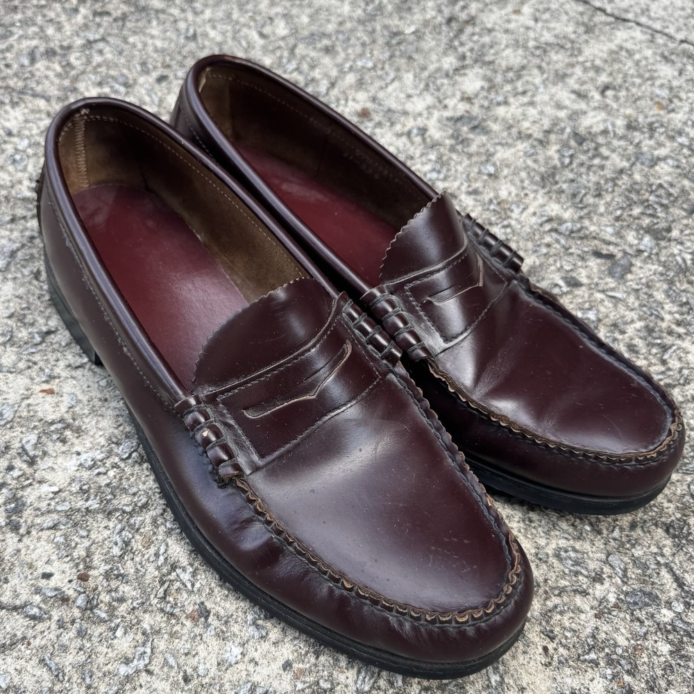 Vintage 90s Dexter Leather Penny Loafers Men 10.5 D Burgundy Oxblood Made In USA